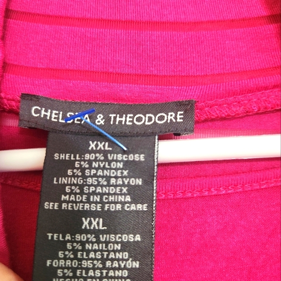 Chelsea & Theodore Top XXL 2XL Pink Striped Cowl Neck Built in Undershirt flowin - Picture 4 of 7